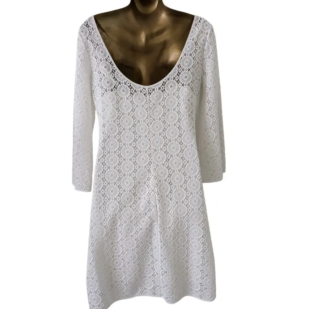 Lilly Pulitzer Sz L TOPANGA Resort White Lace Dress - Picture 3 of 7